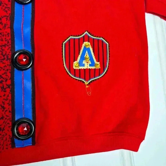 Vintage Academia Red Sport Team Senior Champ Cardigan Sweater Tickle Me athletic - Picture 4 of 11